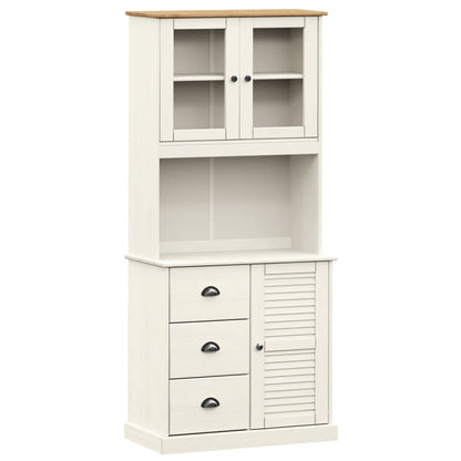 Buffet haut VIGO blanc 78x40x175 cm en bois de pin massif