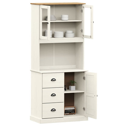 Buffet haut VIGO blanc 78x40x175 cm en bois de pin massif