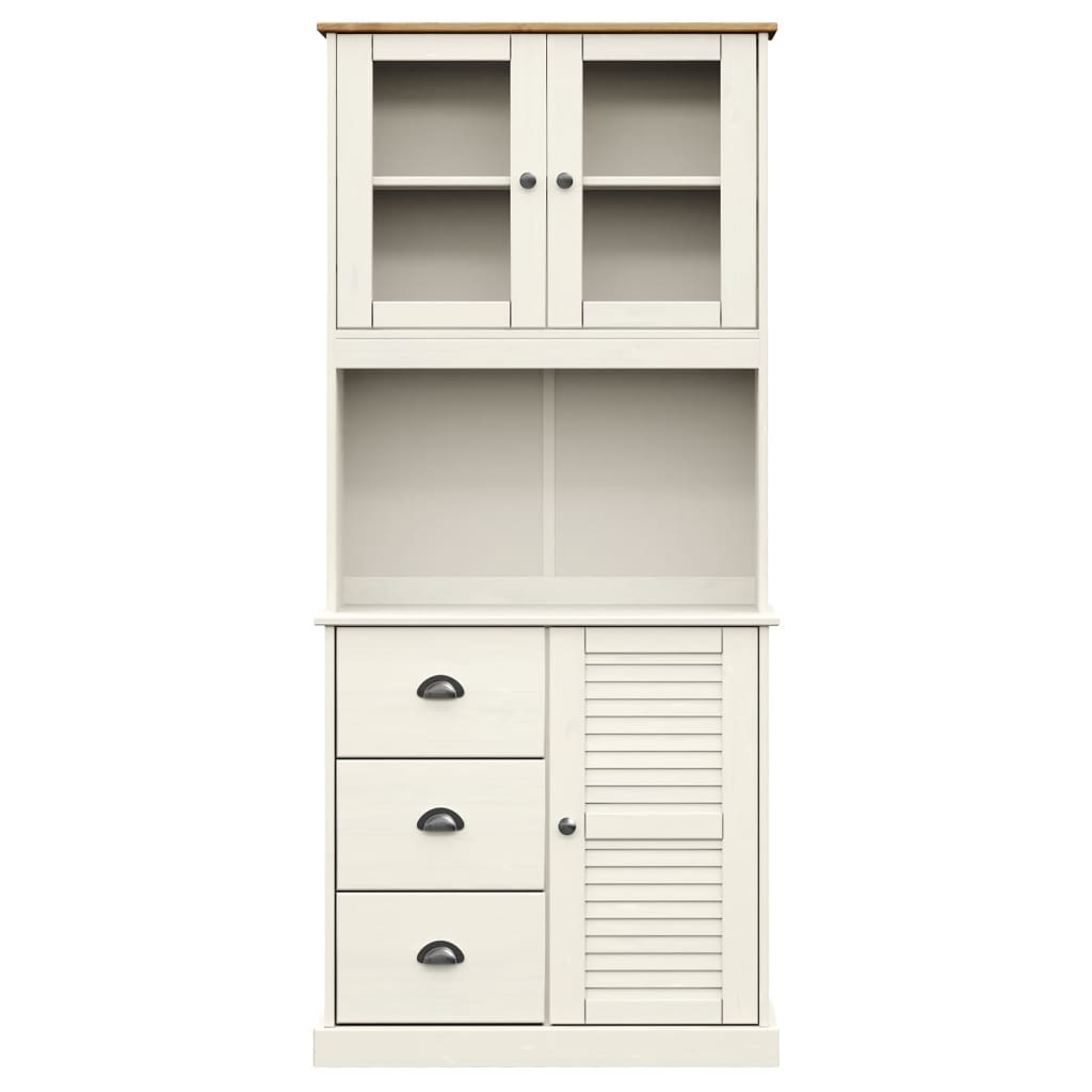 Buffet haut VIGO blanc 78x40x175 cm en bois de pin massif