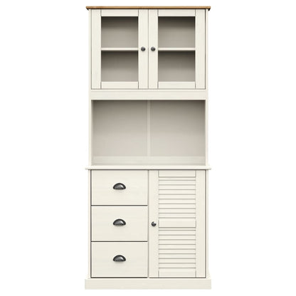 Buffet haut VIGO blanc 78x40x175 cm en bois de pin massif