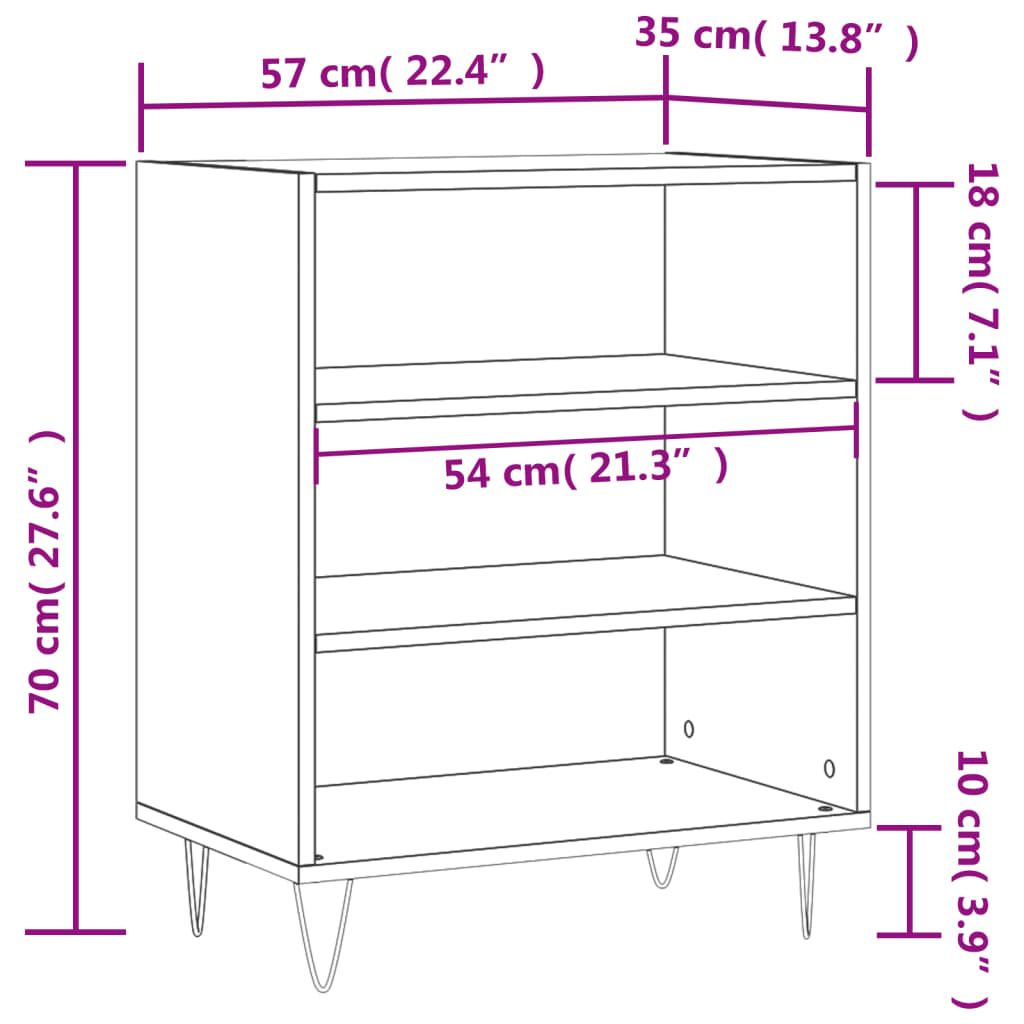 Sideboard Hochglanz-Weiß 57x35x70 cm Holzwerkstoff