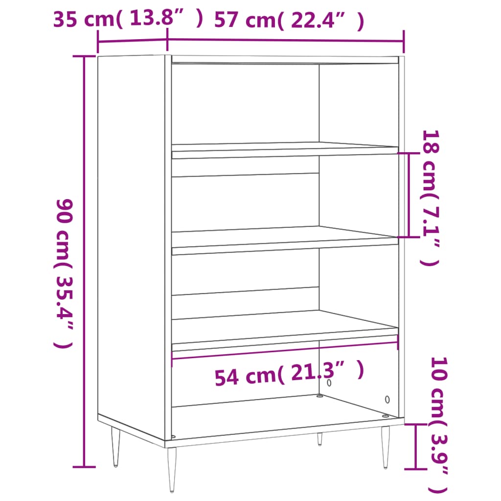 Alacena aspecto roble marrón 57x35x90 cm material madera