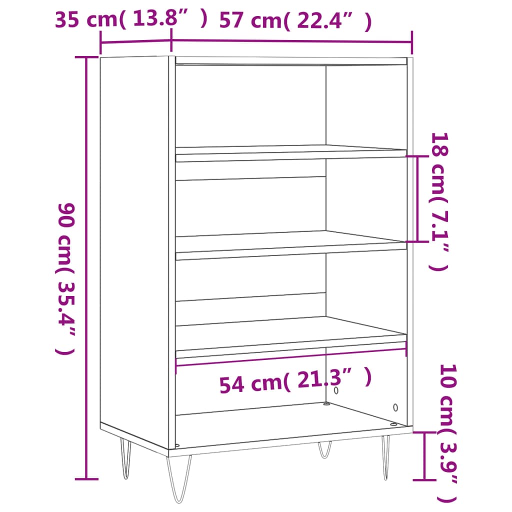 Alacena hormigón gris 57x35x90 cm de madera