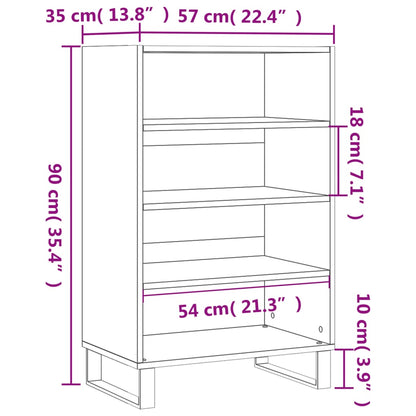 Highboard Hochglanz-Weiß 57x35x90 cm Holzwerkstoff