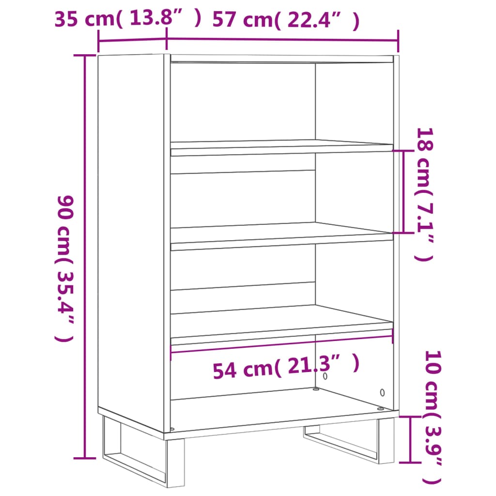 Alacena hormigón gris 57x35x90 cm de madera