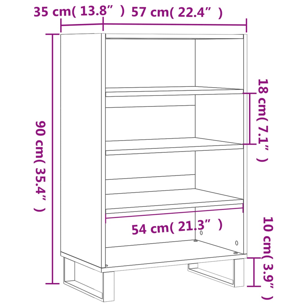 Alacena roble ahumado 57x35x90 cm material madera