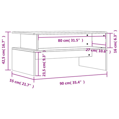 Couchtisch Braun Eichen-Optik 90x55x42,5 cm Holzwerkstoff