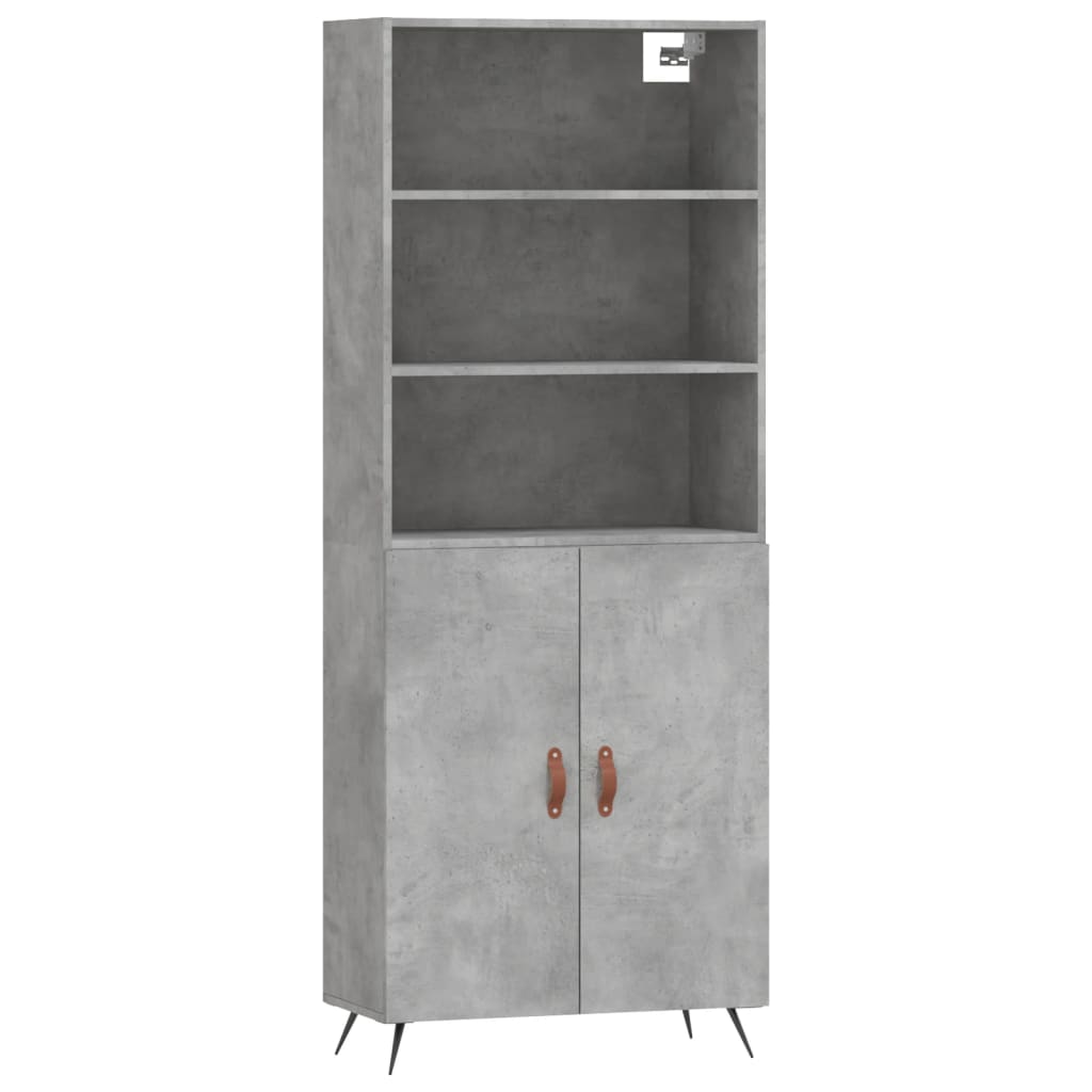 Buffet haut gris béton 69,5x34x180 cm en bois