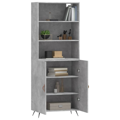 Buffet haut gris béton 69,5x34x180 cm en bois