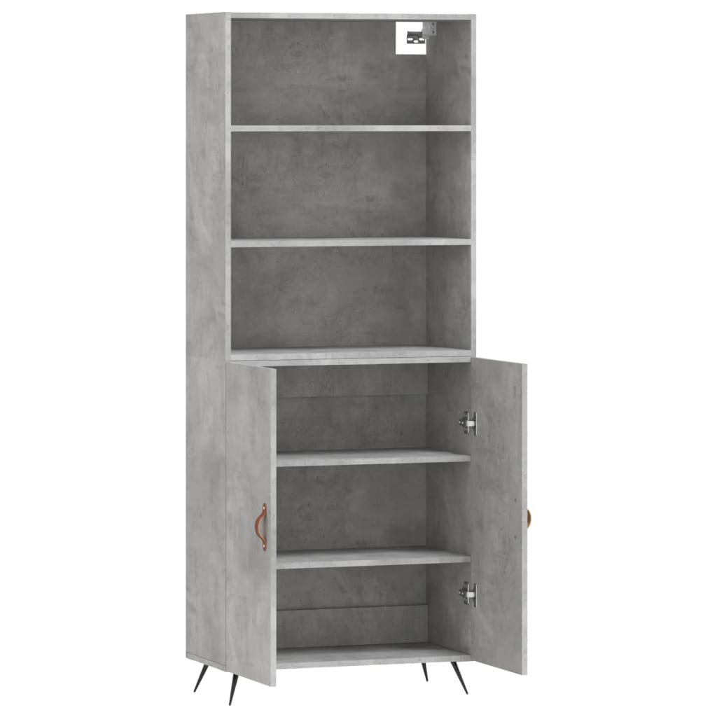 Buffet haut gris béton 69,5x34x180 cm en bois