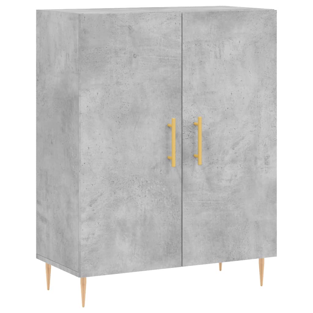 Buffet haut gris béton 69,5x34x180 cm en bois