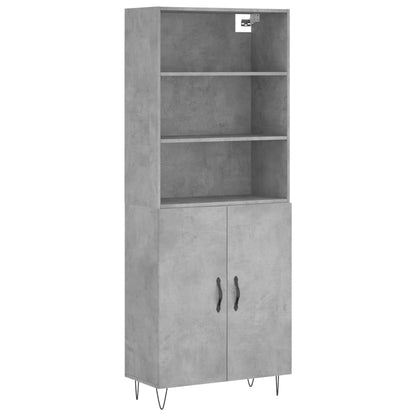 Buffet haut gris béton 69,5x34x180 cm en bois