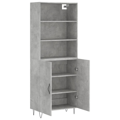 Buffet haut gris béton 69,5x34x180 cm en bois