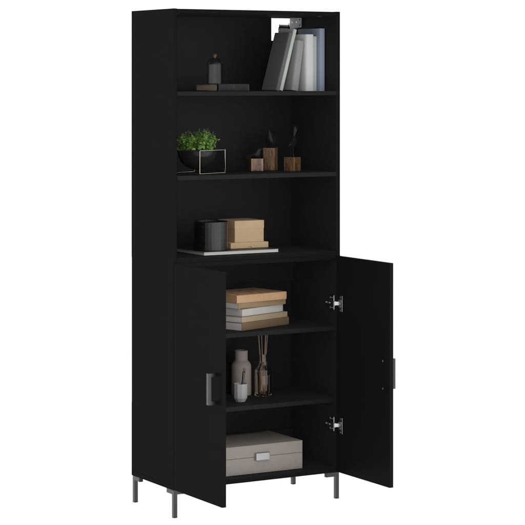 Buffet haut noir 69,5x34x180 cm en bois