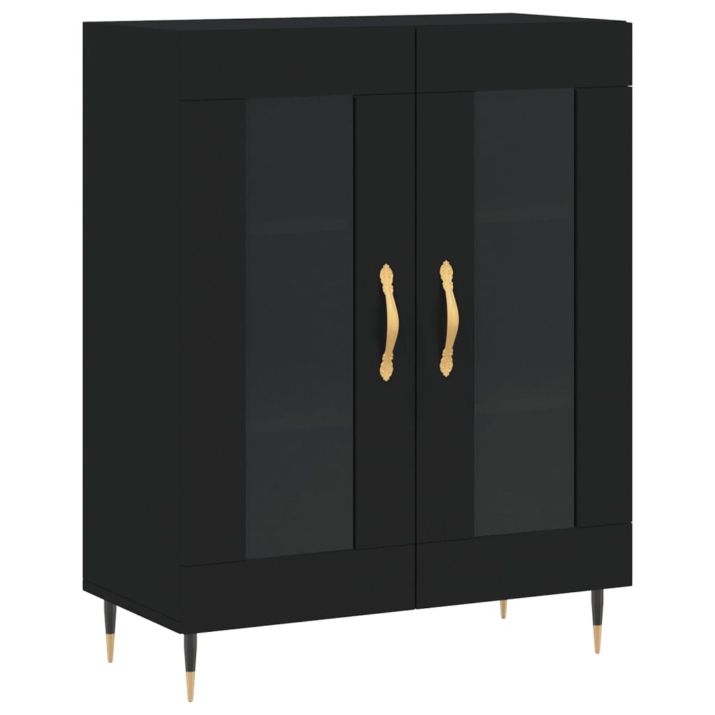 Buffet haut noir 69,5x34x180 cm en bois