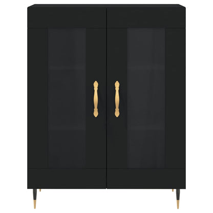 Buffet haut noir 69,5x34x180 cm en bois