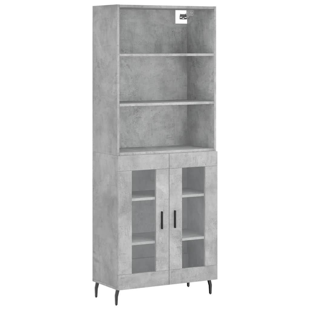 Buffet haut gris béton 69,5x34x180 cm en bois