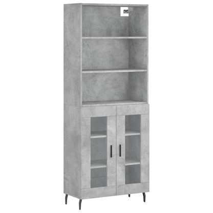 Buffet haut gris béton 69,5x34x180 cm en bois