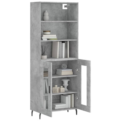 Buffet haut gris béton 69,5x34x180 cm en bois