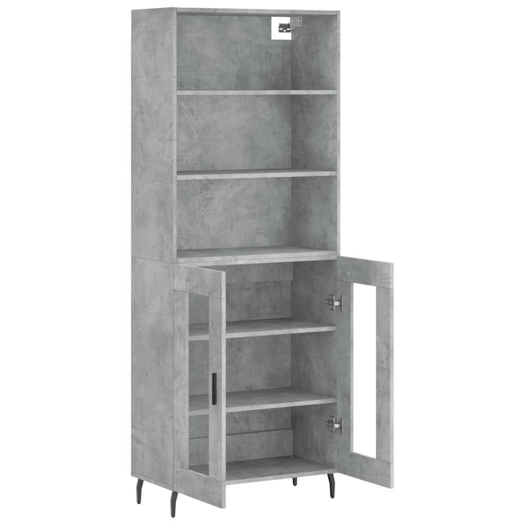 Buffet haut gris béton 69,5x34x180 cm en bois