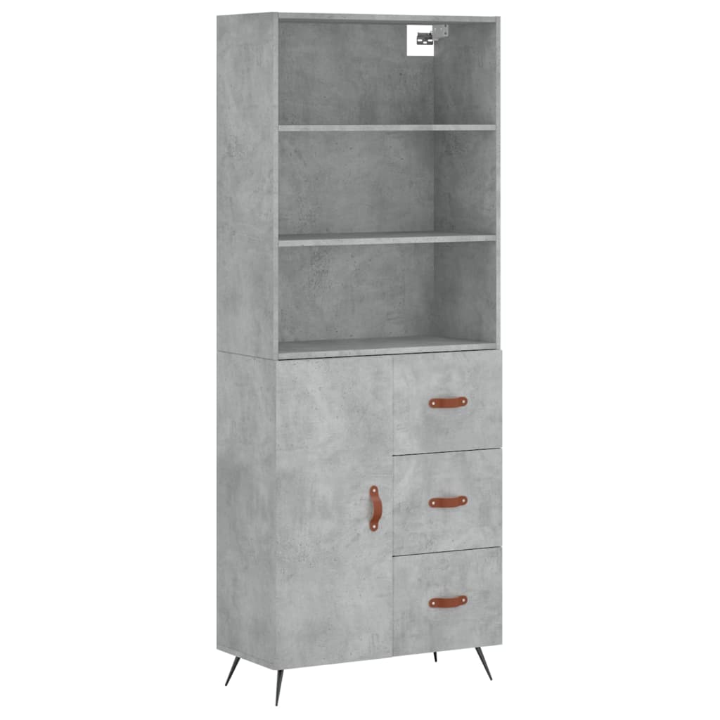 Buffet haut gris béton 69,5x34x180 cm en bois