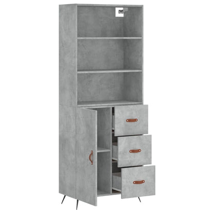 Buffet haut gris béton 69,5x34x180 cm en bois