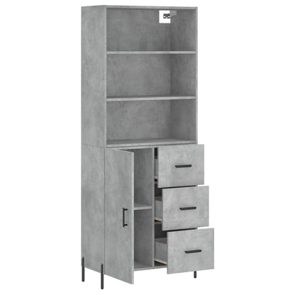 Highboard Betongrau 69,5x34x180 cm Holzwerkstoff