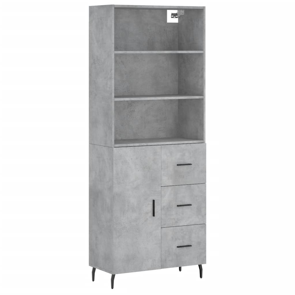 Buffet haut gris béton 69,5x34x180 cm en bois