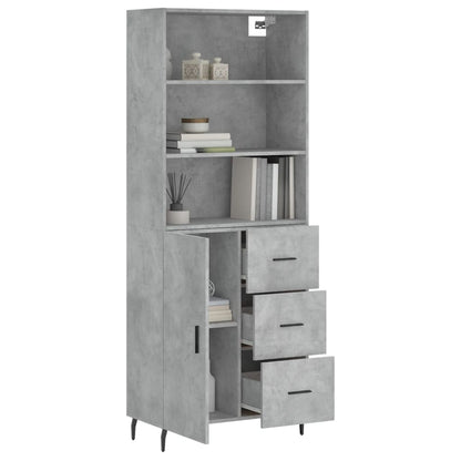 Buffet haut gris béton 69,5x34x180 cm en bois