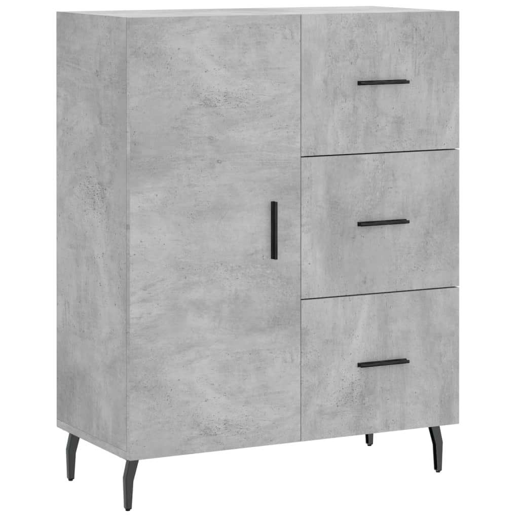 Buffet haut gris béton 69,5x34x180 cm en bois