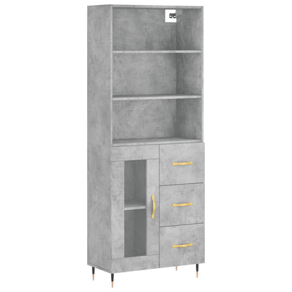 Buffet haut gris béton 69,5x34x180 cm en bois