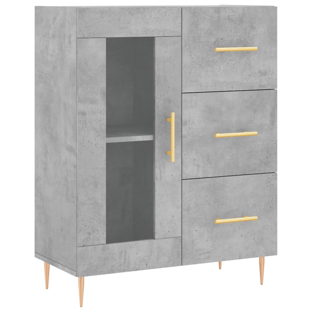 Buffet haut gris béton 69,5x34x180 cm en bois