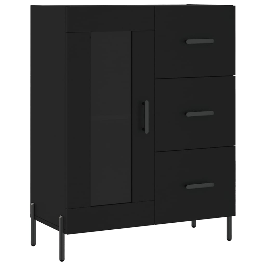 Buffet haut noir 69,5x34x180 cm en bois