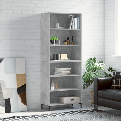 Buffet haut béton gris 69,5x32,5x180 cm matériau bois