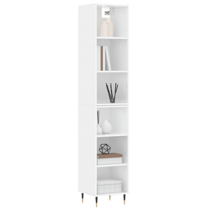 Buffet haut blanc brillant 34,5x32,5x180 cm en bois