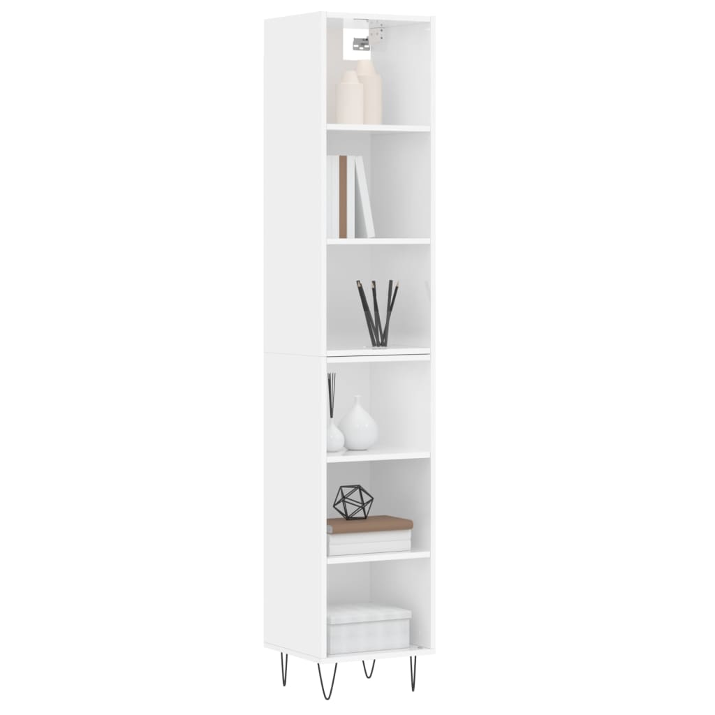 Buffet haut blanc brillant 34,5x32,5x180 cm en bois