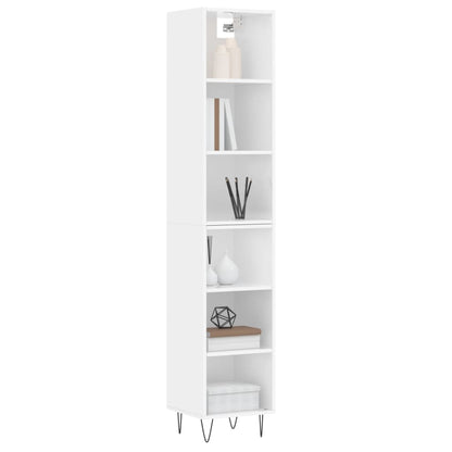 Buffet haut blanc brillant 34,5x32,5x180 cm en bois