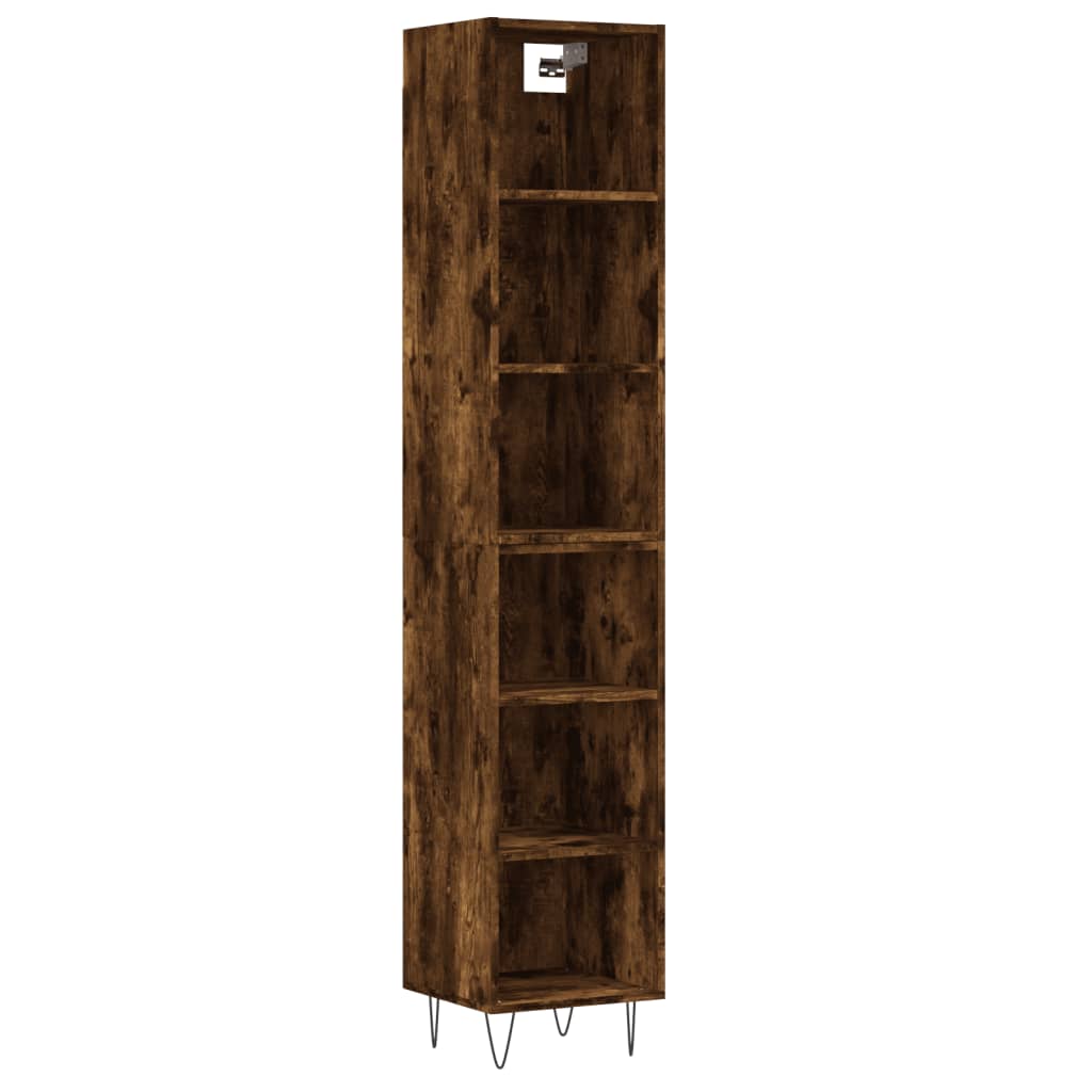 Buffet haut chêne fumé 34,5x32,5x180 cm matériau bois