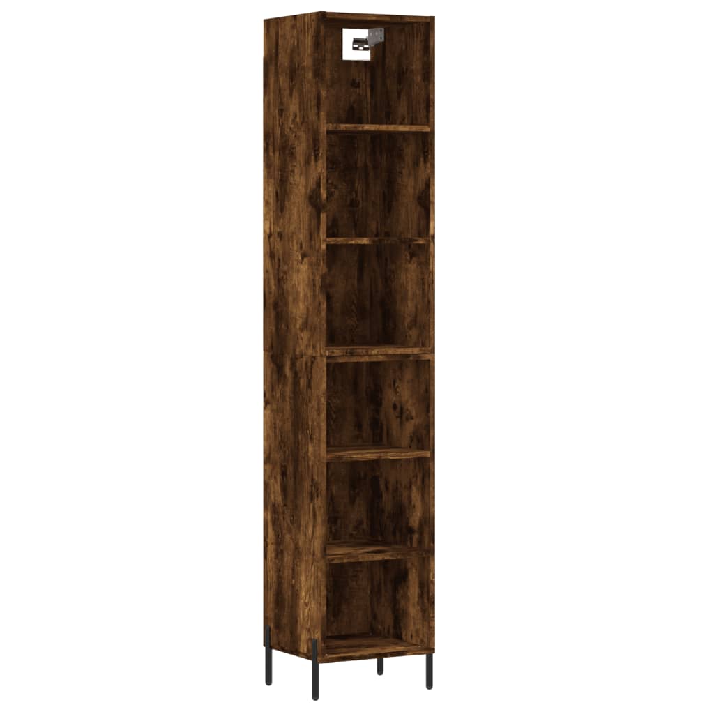 Buffet haut chêne fumé 34,5x32,5x180 cm matériau bois