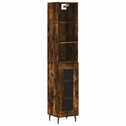 Buffet haut chêne fumé 34,5x34x180 cm matériau bois