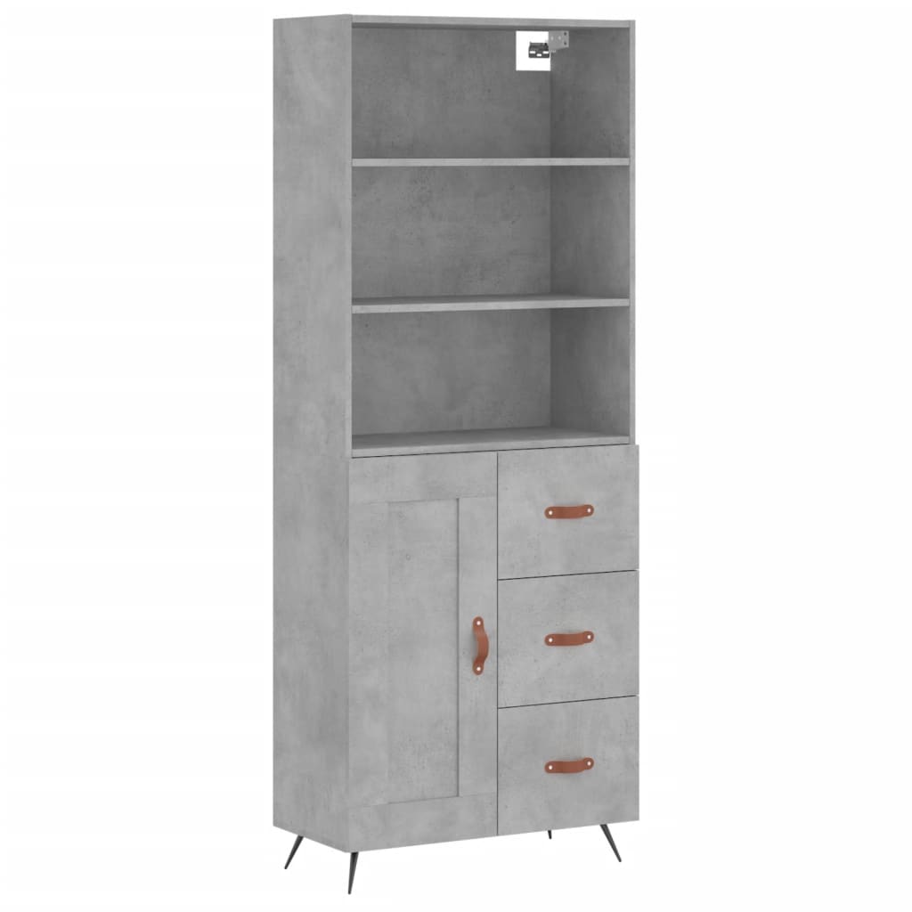 Buffet haut gris béton 69,5x34x180 cm en bois