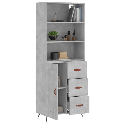 Buffet haut gris béton 69,5x34x180 cm en bois