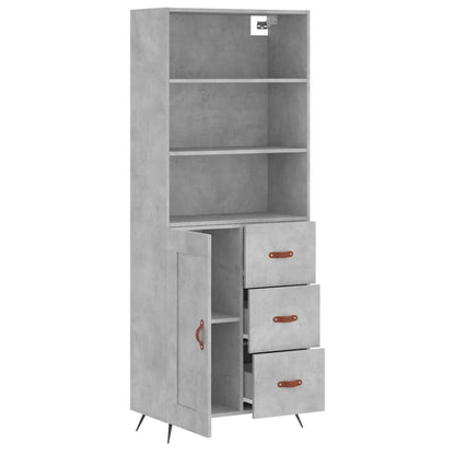 Buffet haut gris béton 69,5x34x180 cm en bois