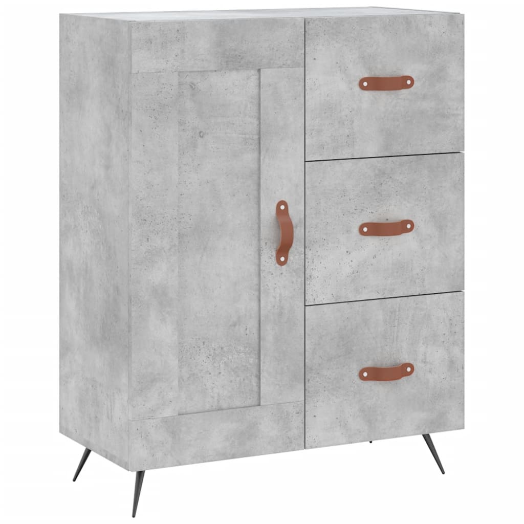 Buffet haut gris béton 69,5x34x180 cm en bois