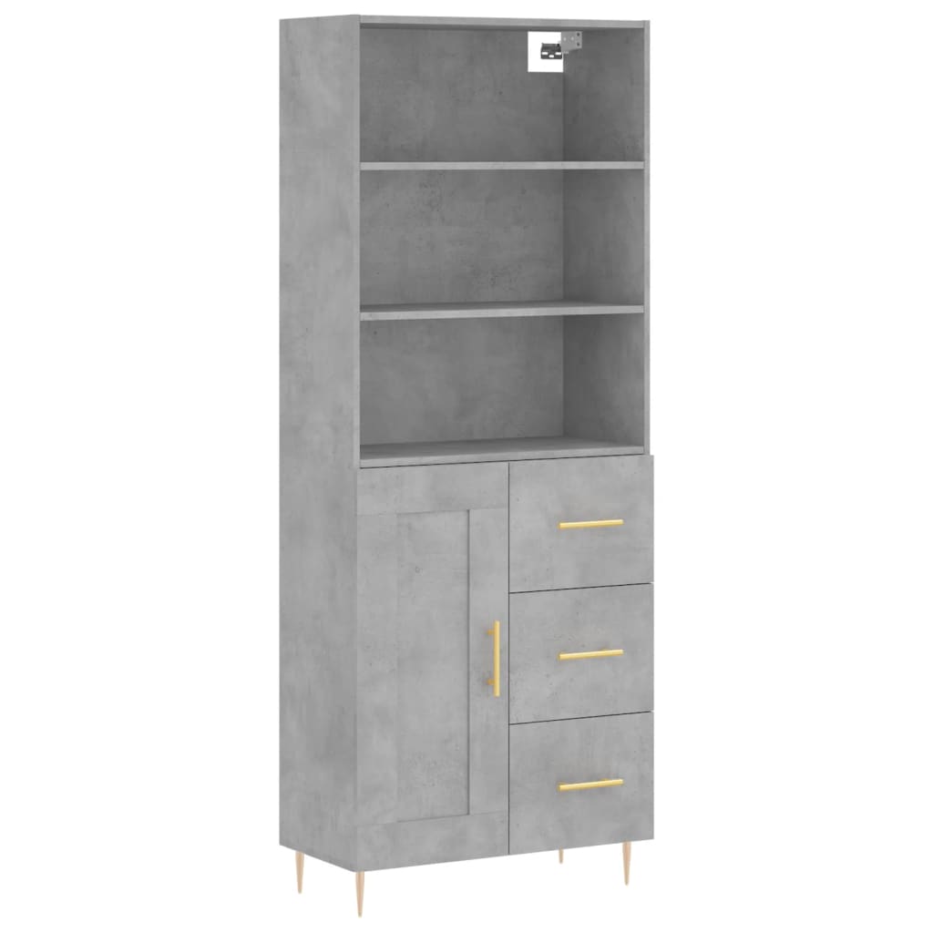 Highboard Betongrau 69,5x34x180 cm Holzwerkstoff