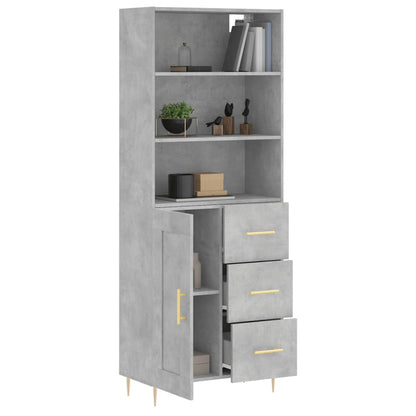 Highboard Betongrau 69,5x34x180 cm Holzwerkstoff