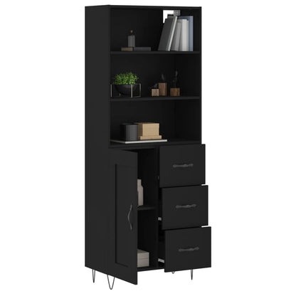 Buffet haut noir 69,5x34x180 cm en bois