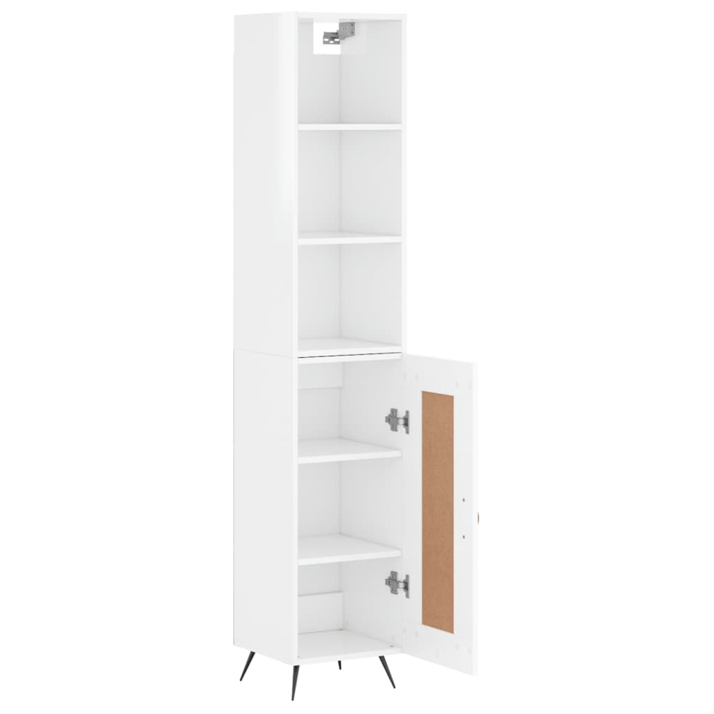 Buffet haut blanc brillant 34,5x34x180 cm en bois