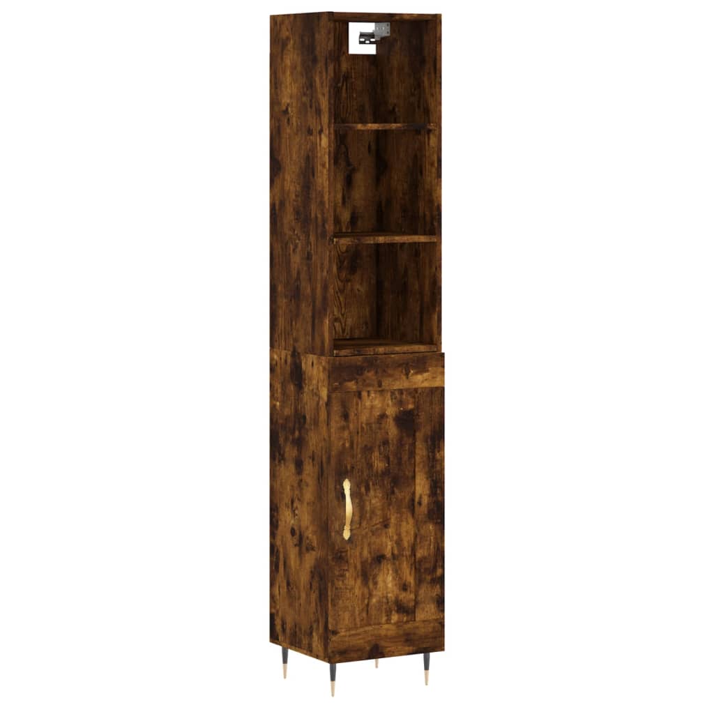 Buffet haut chêne fumé 34,5x34x180 cm matériau bois