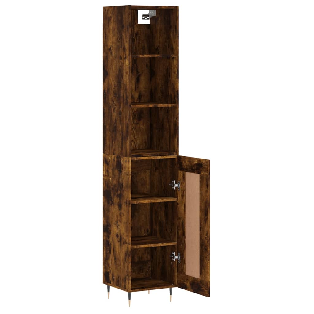 Buffet haut chêne fumé 34,5x34x180 cm matériau bois